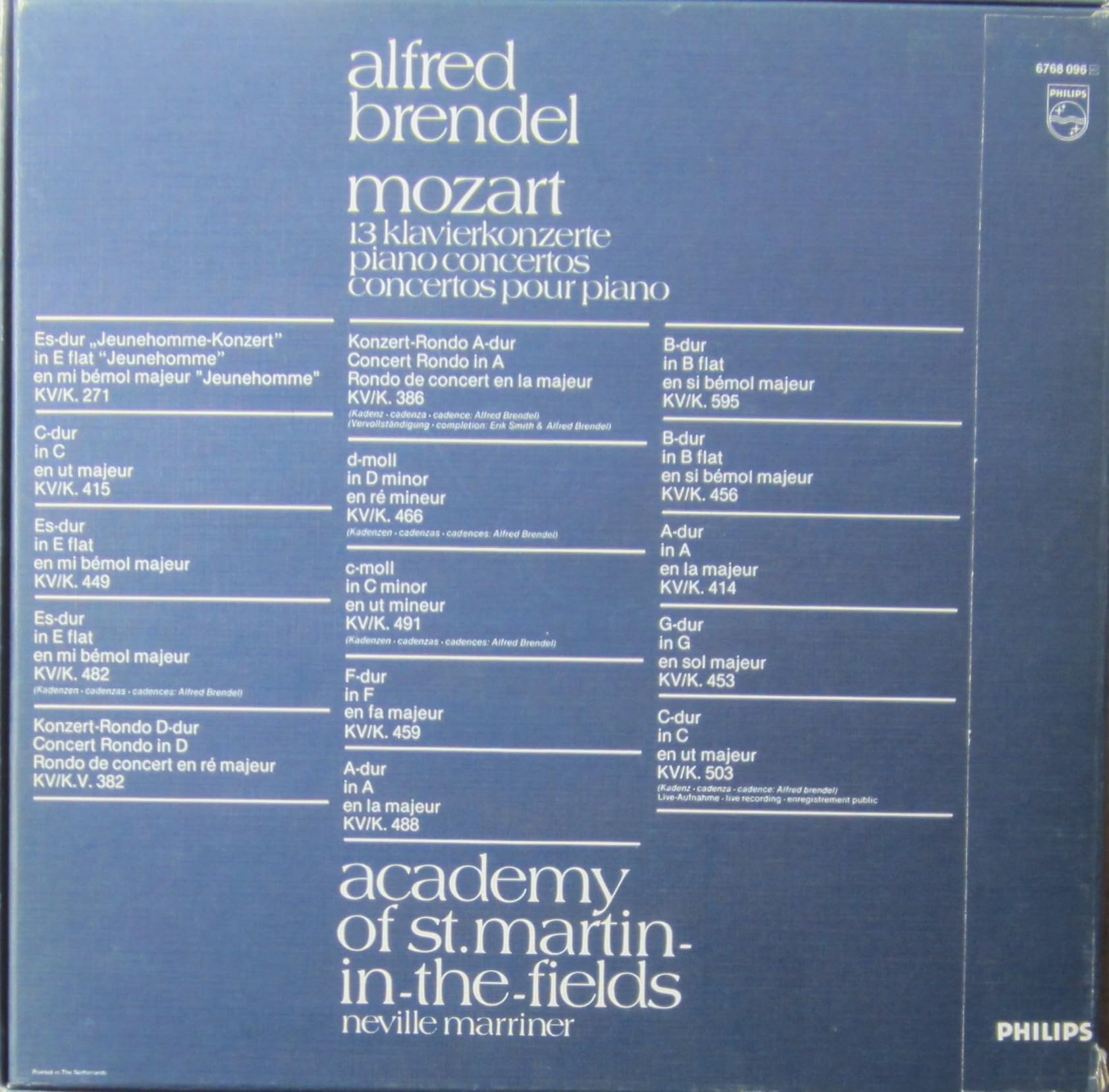 Mozart: 13 KLAVIERKONZERTE / Piano Concertos / Concertos pour piano (Schallplatte)