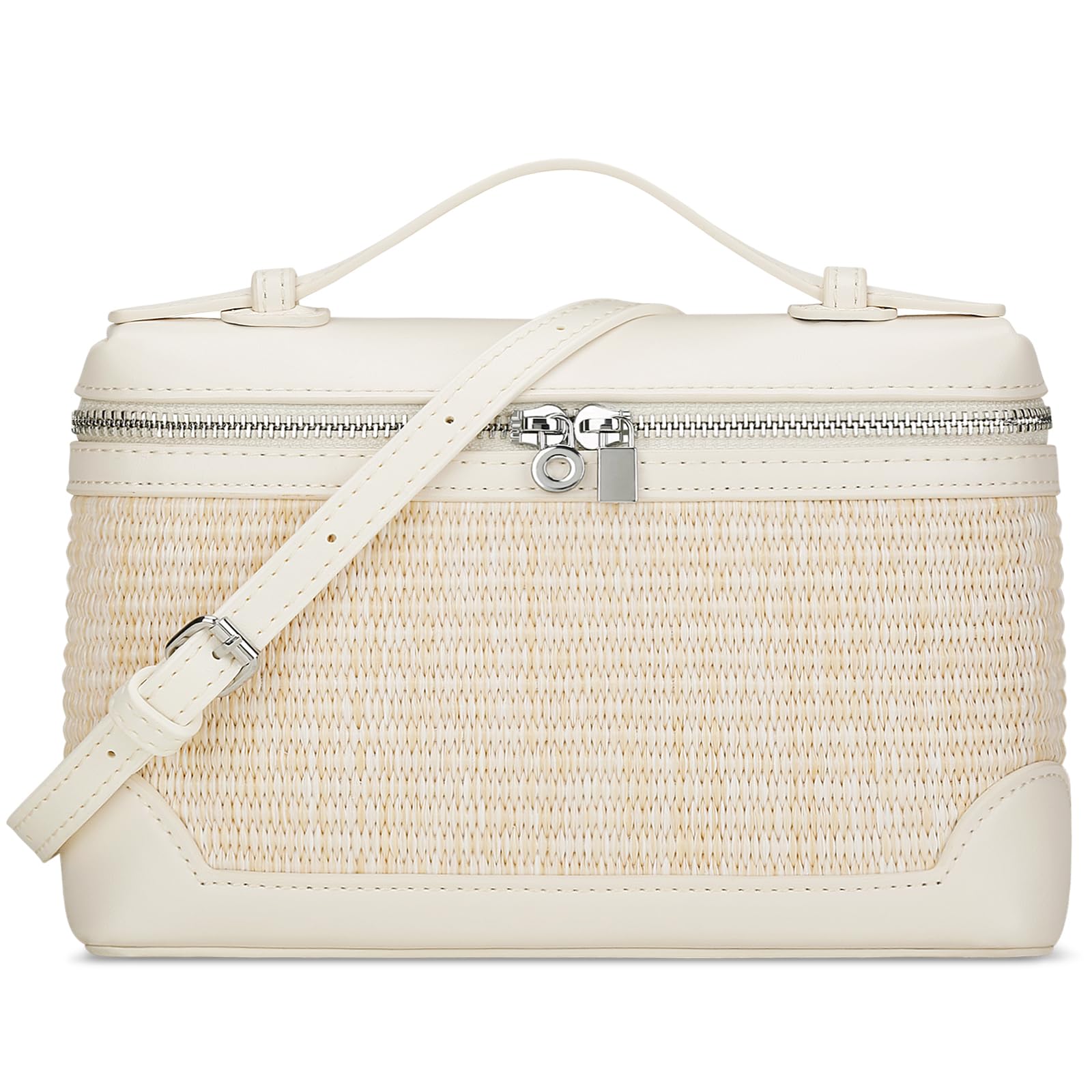 KKXIU Straw Crossbody Bags for Women,Top Handle Beach Bag & Clutch Raffia Summer Purse Shoulder Handbags with Adjustable Belt