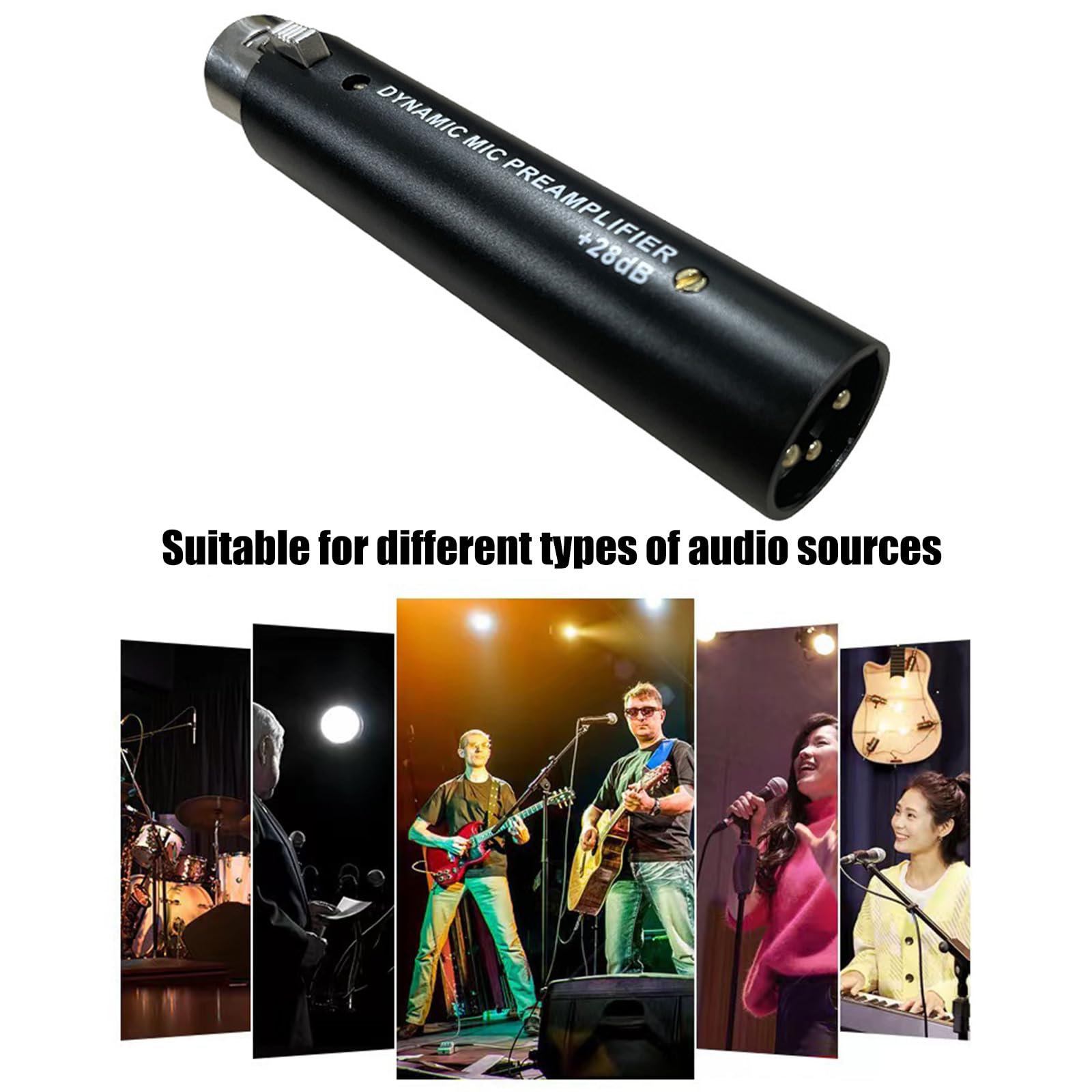 Ubxvamm HD1 Portable Microphone Amplifier Dynamic Mic Preamplifier 20Hz-20KHz Frequency with 28dB Increase 135? Impedance