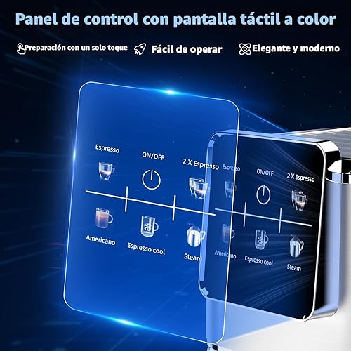 Miniatura 2 de Máquina de café expreso de 20 bares, máquina de café expreso con pantalla táctil con espumador de leche a vapor, cafetera de acero inoxidable para