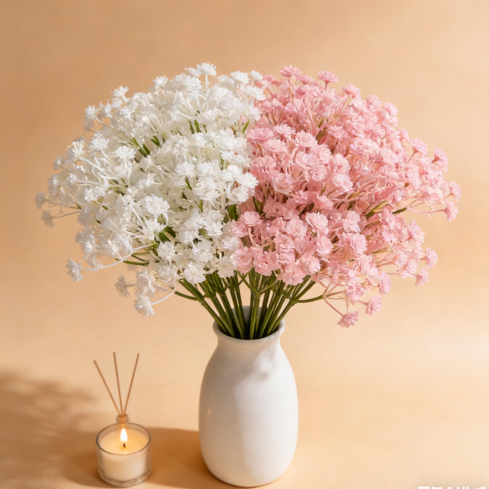 Minwegi 10 Pink, 10 White 20Pcs Gypsophila Artificial Flowers - 10 White & 10 Pink Baby Breath Flowers, High Simulation Bendable Stems For Wedding Home Decor Party Arrangement