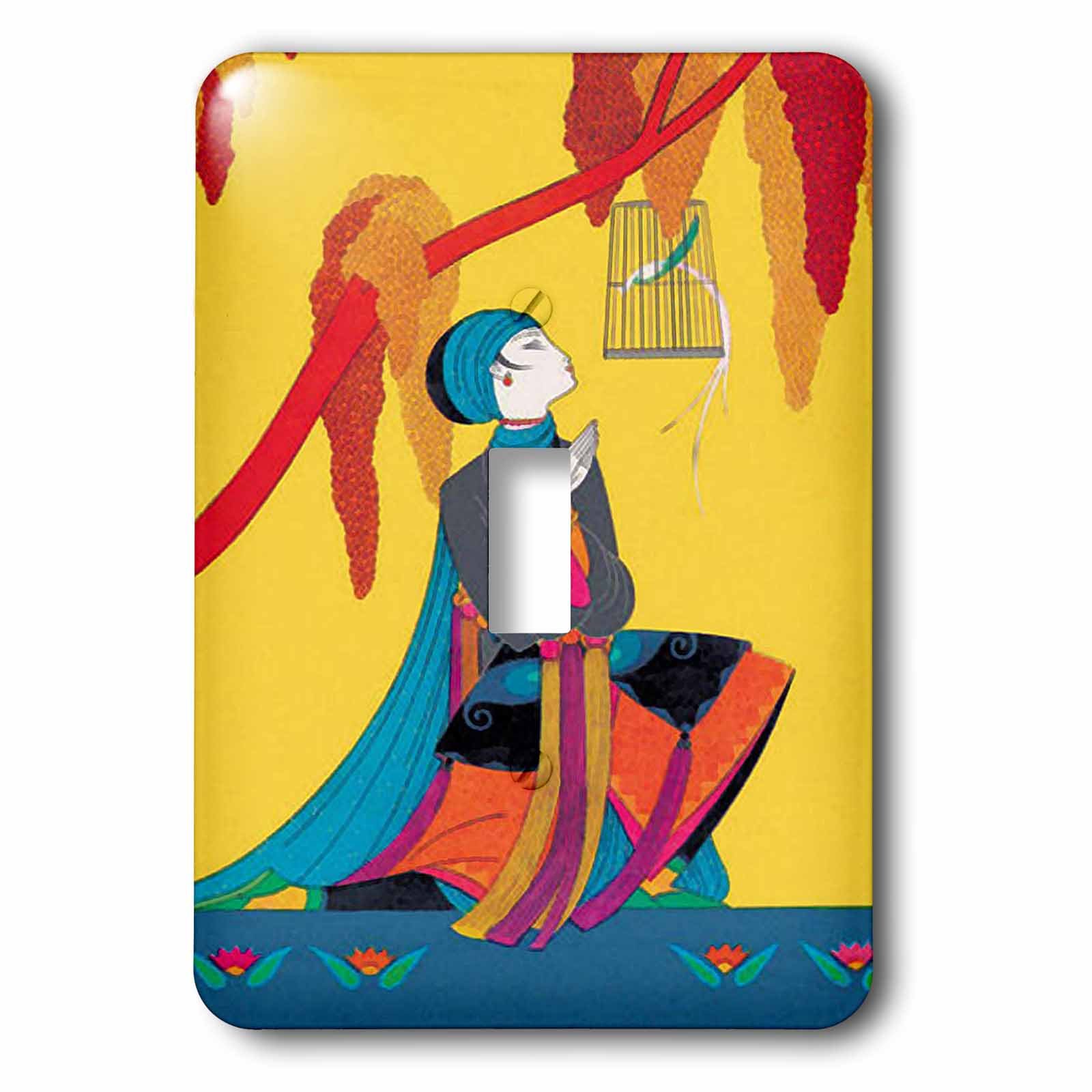 Interruptor de pájaro decoración oriental multicolor 3dRose LSP_204601_1 B00UFDLCJU