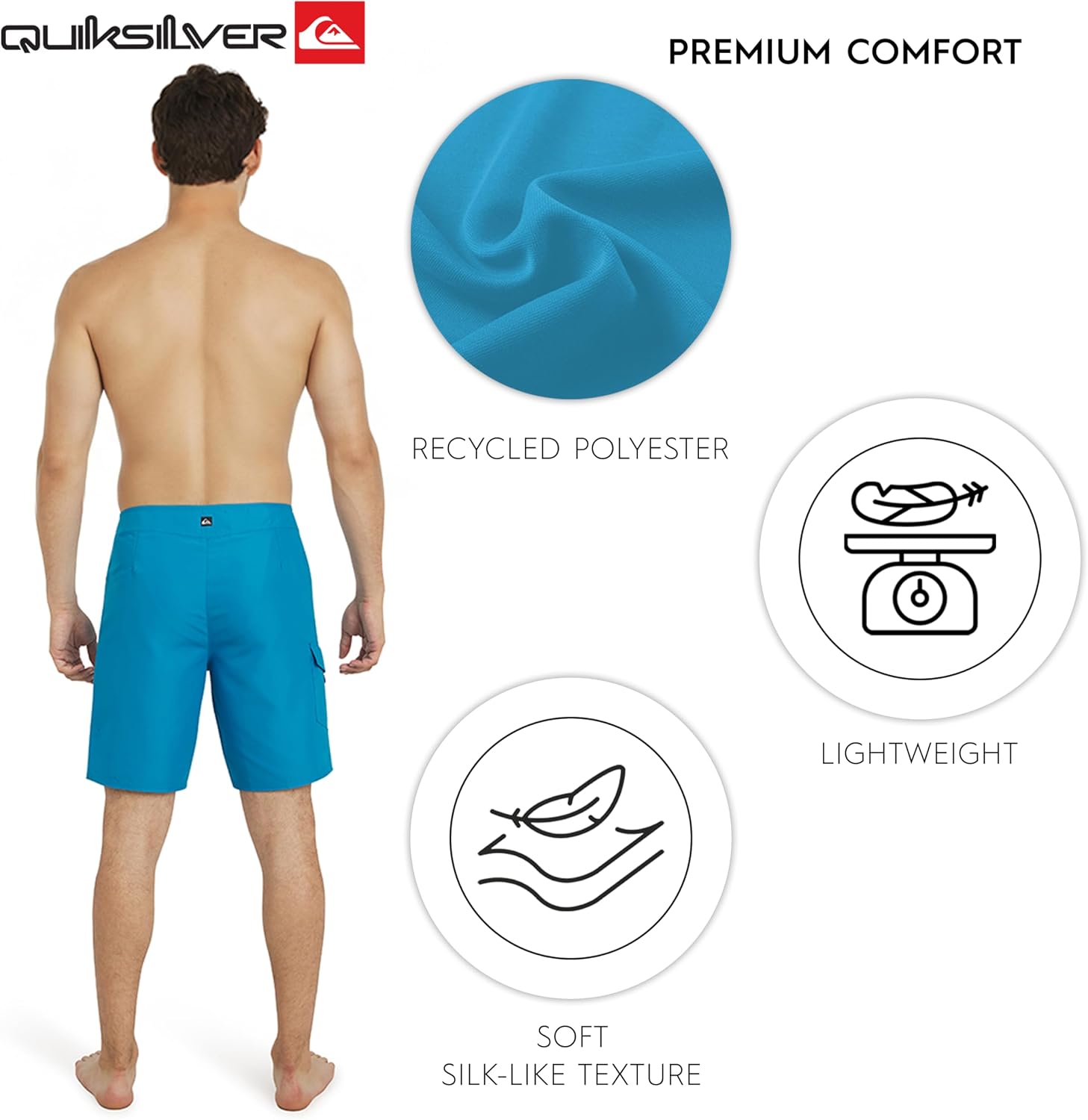 Quiksilver Men's Swimwear Regular Fit Fixed Waist UPF 50 Quick Dry 20 Inch Board Shorts
