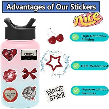 50Pcs Aesthetic Downtown Girls Stickers Pack Cool Trendy Y2K Stickers for Water Bottle Funny Waterproof Stickers for Teens Adults Vinyl Stickers for Laptop Skateboard Party Supplies(Downtown)