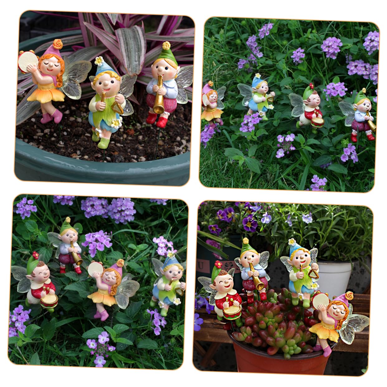 TOYANDONA 2 Sätze Teiliges Feenfiguren Resin Dekorative Gartenstecker Für Bonsai Und Blumentöpfe Feengarten Dekorationen 4 Stücke * 2