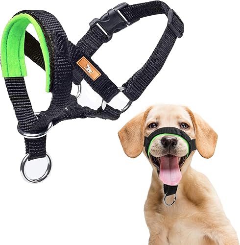Collar de cabeza de perro con tela suave, arnés para la cabeza para evitar tirones del perro, correa para la cabeza para perros pequeños, medianos y