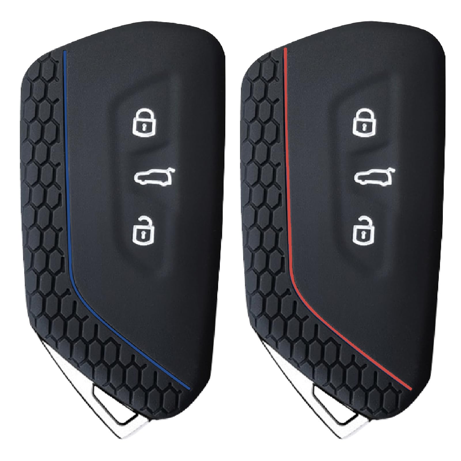 2 Stück Autoschlüssel Hülle Kompatibel mit VW Golf 8, Skoda, SEAT, Cupra, TPU 3 Tasten Auto Schlüssel Hülle, Schutzhülle Silikon Schlüsselhülle Cover