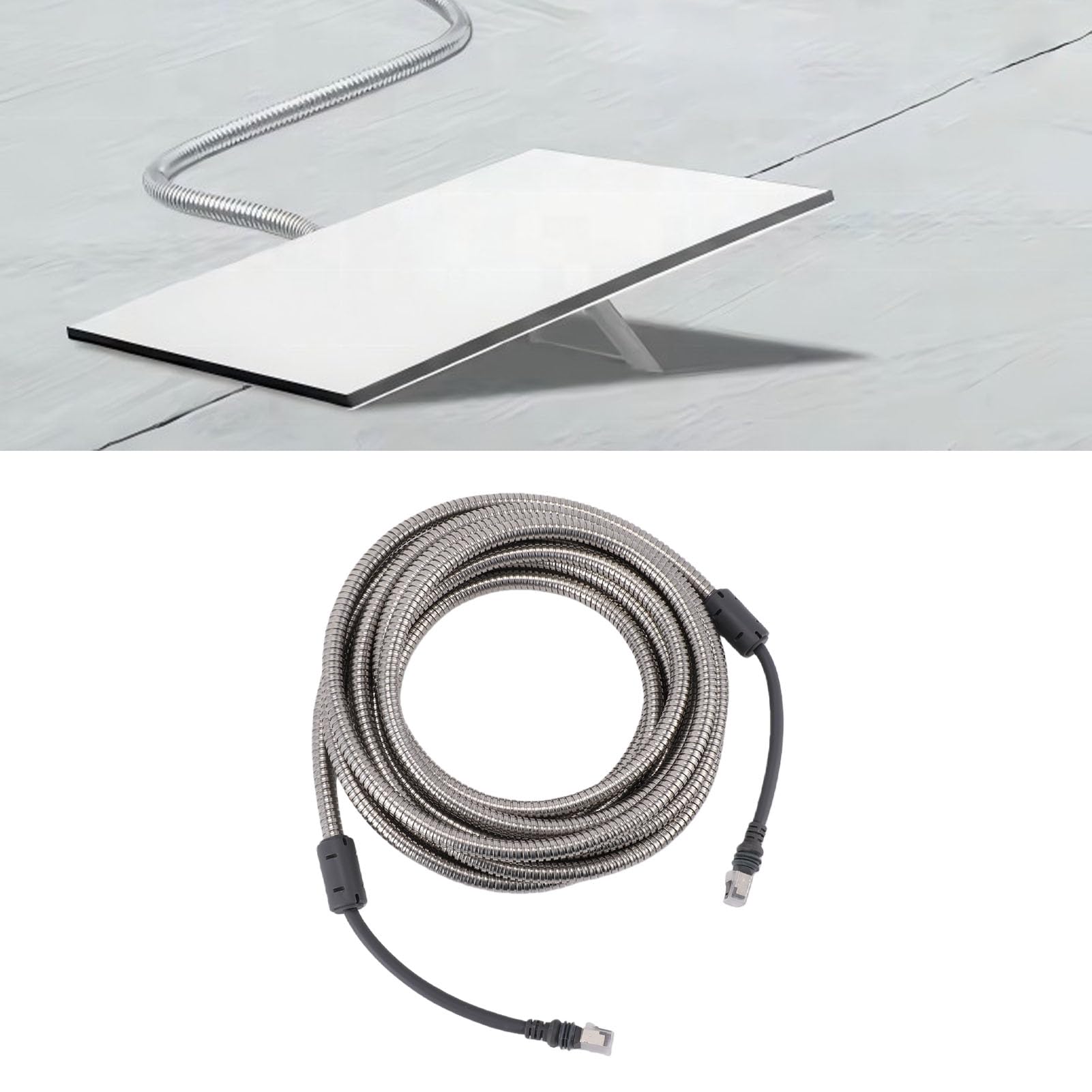 Walfront Câble D'extension Rectangulaire de Remplacement pour Antenne Satellite, 5 M, Mini Ethernet 2000 Mbps, Câble LAN Internet Haut Débit pour Gen3, étanche IP68, Gris
