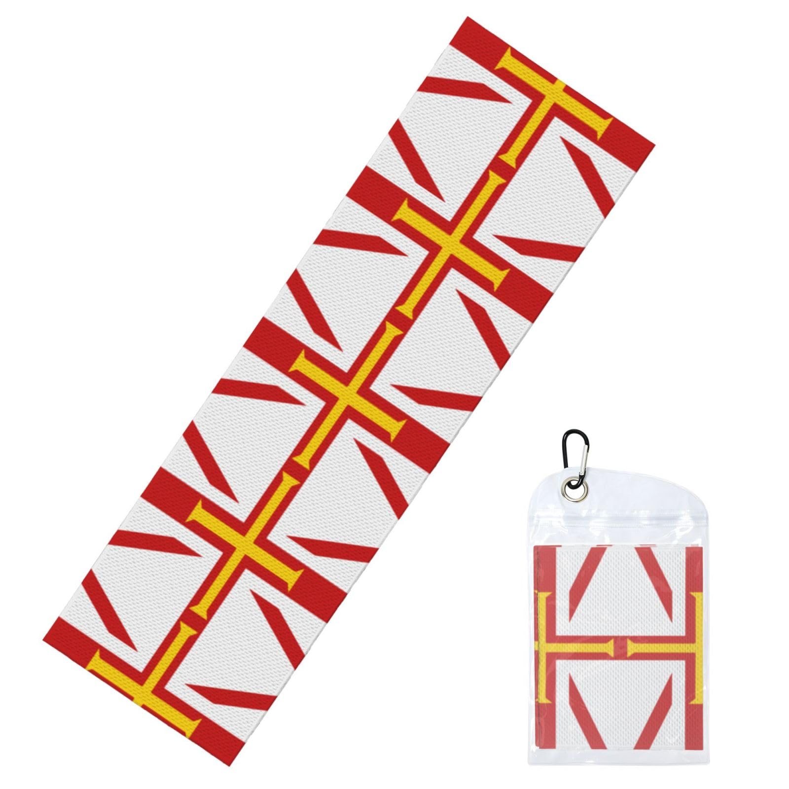 HGIUYDRD Flag of Guernsey Islands Print Cooling Sports Towel with PVC Carry Bag for Gym, Beach, Golf and World Cup Events