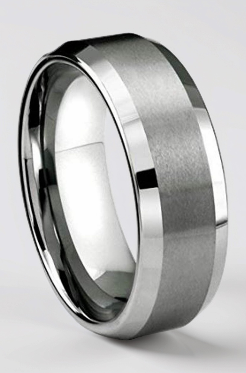 Tungsten 10mm Band Finger Ring for Men (Silver)