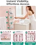 BAGSMART Hanging Puffy Toiletry Bag for Women, Travel Big Compartment Makeup Cosmetic Bag, Waterproof Business Organizer Accessories Essentials with Hook, Camel
