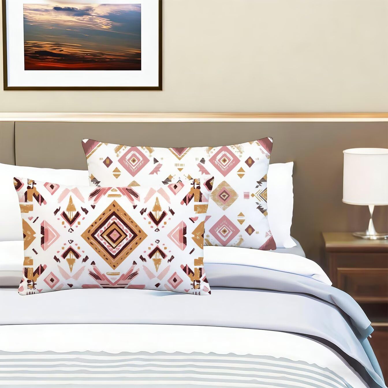 Kopfkissenbezug 50x90 Dekokissen Leinen 2er Set, beige, v-645