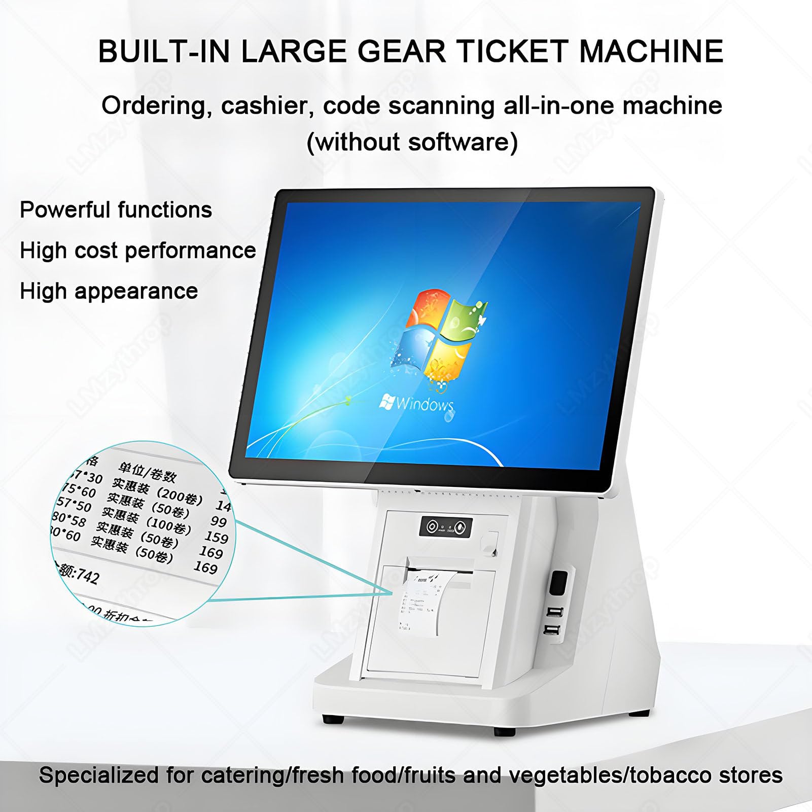 Kasy Fiskalne z Drukarką ParaGOnów I Wieloma Portami,Kasy Fiskalnej SingleScreen-80mmPrinter | 8+256GB,‌15,6-Calowy Ekran Dotykowy,Kasy Fiskalnej dla Sklepów Spożywczych,Odzieżowych,Restauracji