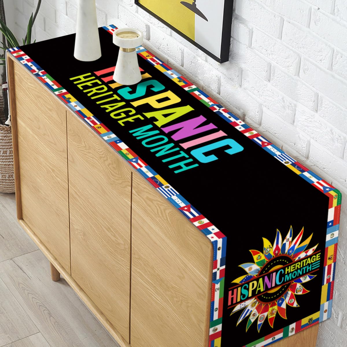 Hispanic Heritage Month Tischdecke – 152 X 213 Cm, Polyester – Mit Flaggen Von 21 Spanischsprachigen Ländern