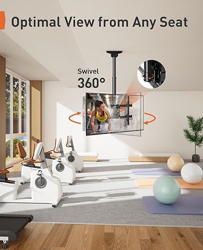 Miniatura 5 de Perlegear Soporte de TV de techo, soporte de TV colgante para televisores planos o curvos de 37 a 75 pulgadas de hasta 99 libras, soporte de TV de