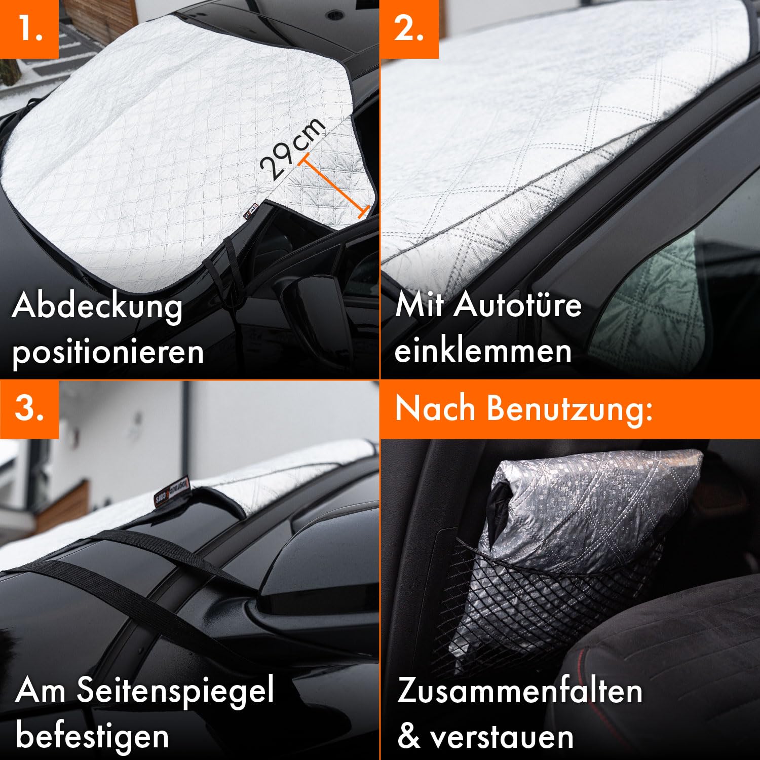 Upgrade4cars Auto Abdeckung für die Frontscheibe | Kfz Outdoor Abdeckplane für Sommer & Winter | Frontscheibenabdeckung Windschutzscheibenabdeckung Frostschutz