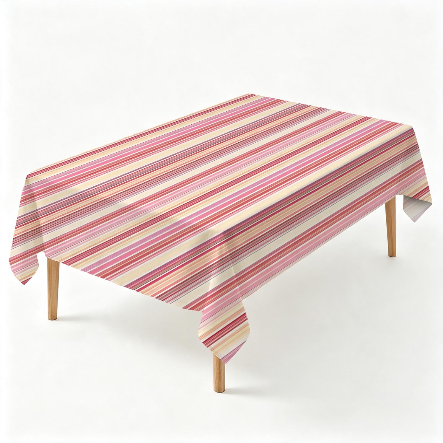 Tischdecke abwaschbar Polyester Bunte dünne Streifen 260 x 140 cm | Wasserabweisend, bedruckter pastell Streifenmuster Polyesterstoff, platzsparend faltbar, rechteckig, für Küche & Outdoor