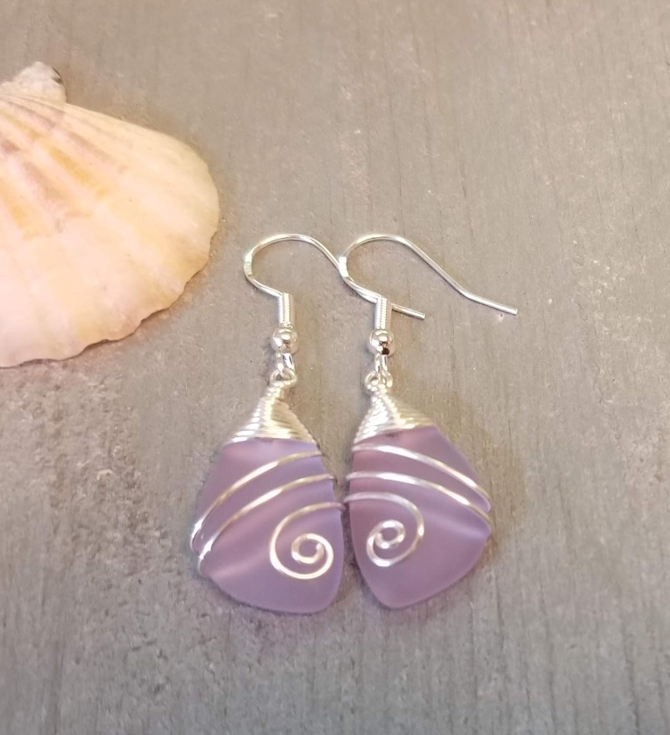 Handmade Sea Glass Earrings, Hawaiian Jewelry, Top Wire Wrapped Earrings, Unique Handmade Earrings, Sea Glass Jewelry For Women Birthday Gift For Women