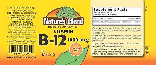 Miniatura 2 de Nature's Blend Tabletas de vitamina B12, 1000 mcg, 50 tabletas