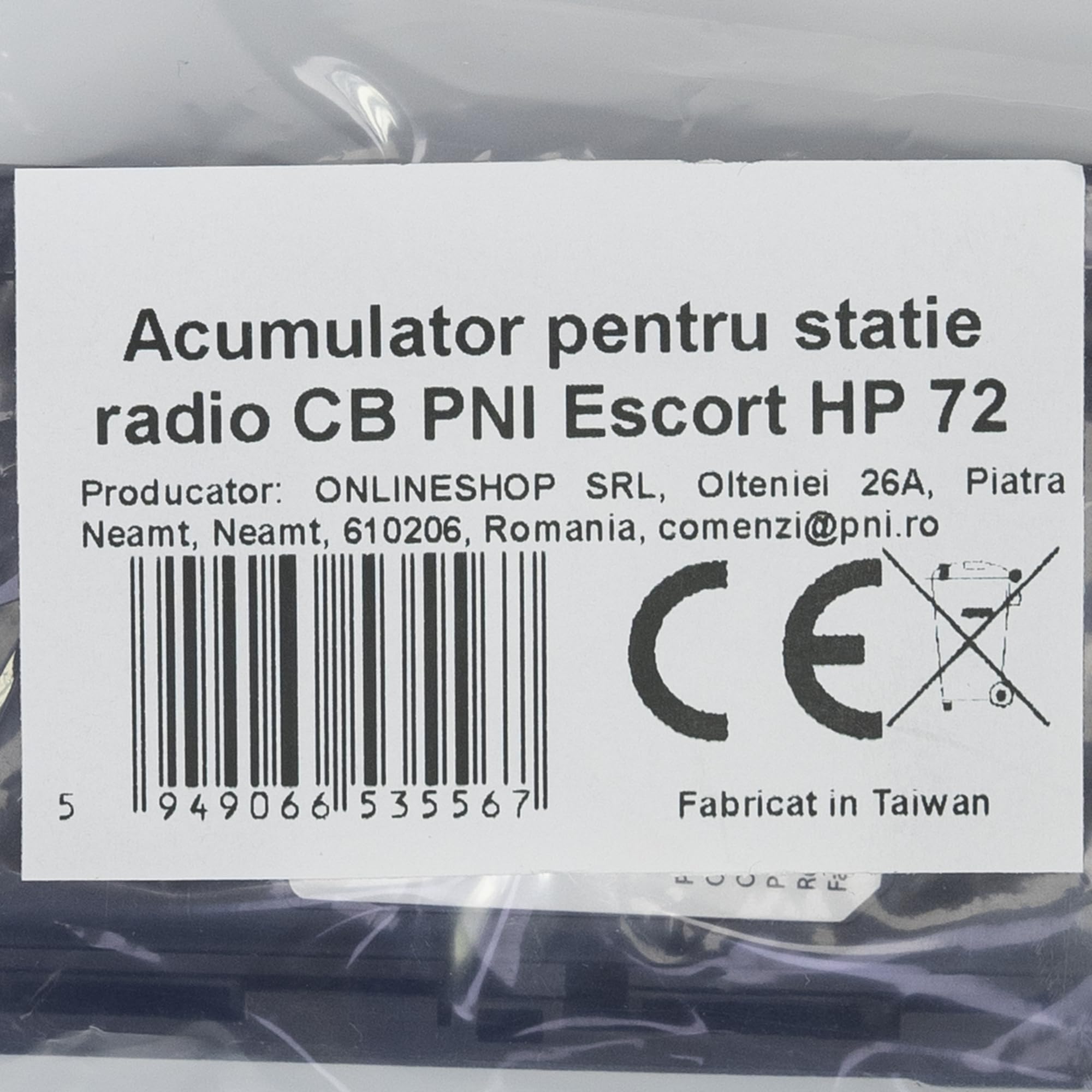 Batería PNI PB-HP72, Li-Ion, 2600mAh, Compatible con emisora de Radio CB PNI Escort HP 72