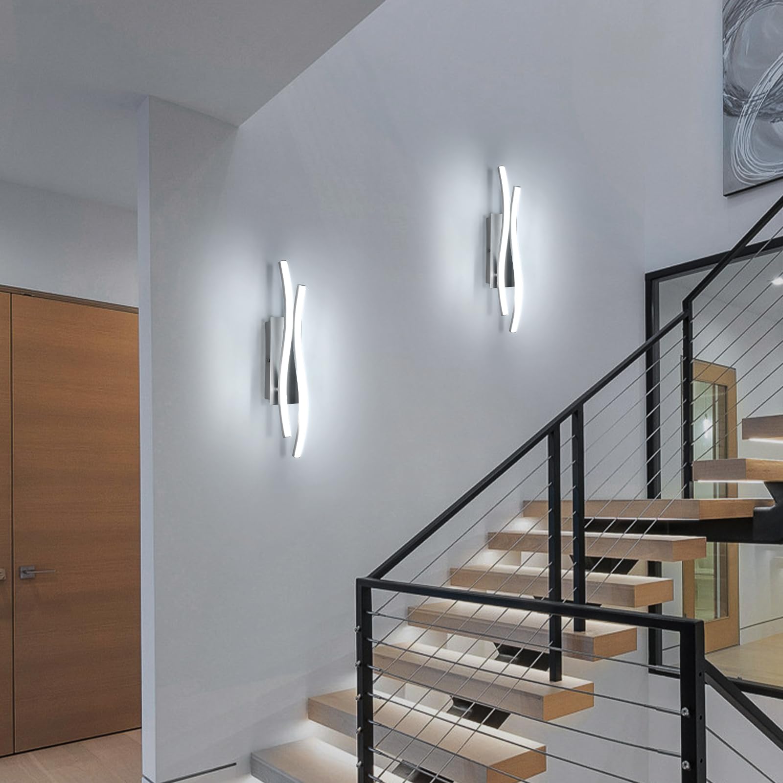 Applique Led da Parete Interno, Lampada da Parete，20W Applique Camera da Letto Luce Bianca Fredda 6500K, Moderno Lampada Muro, per Camera da letto Soggiorno Bagno Corridoio
