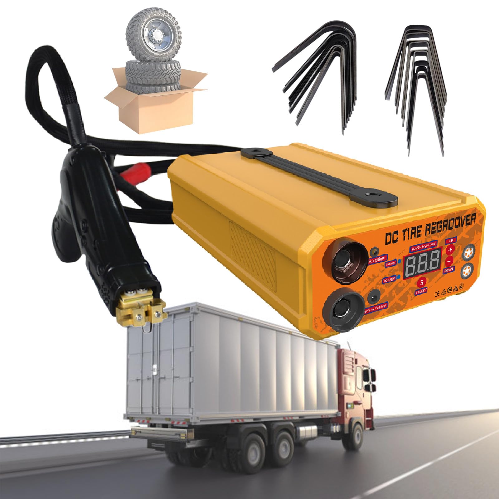 SENJINGHUA 1000W Truck Tire Groover Rubber Cutter, DC Regroover Tyre Grooving Machine with Blades, Electric Tire Groover Grooving Machine for Car Repair Shops, Repair Shops, Maintenance Shops,Yellow