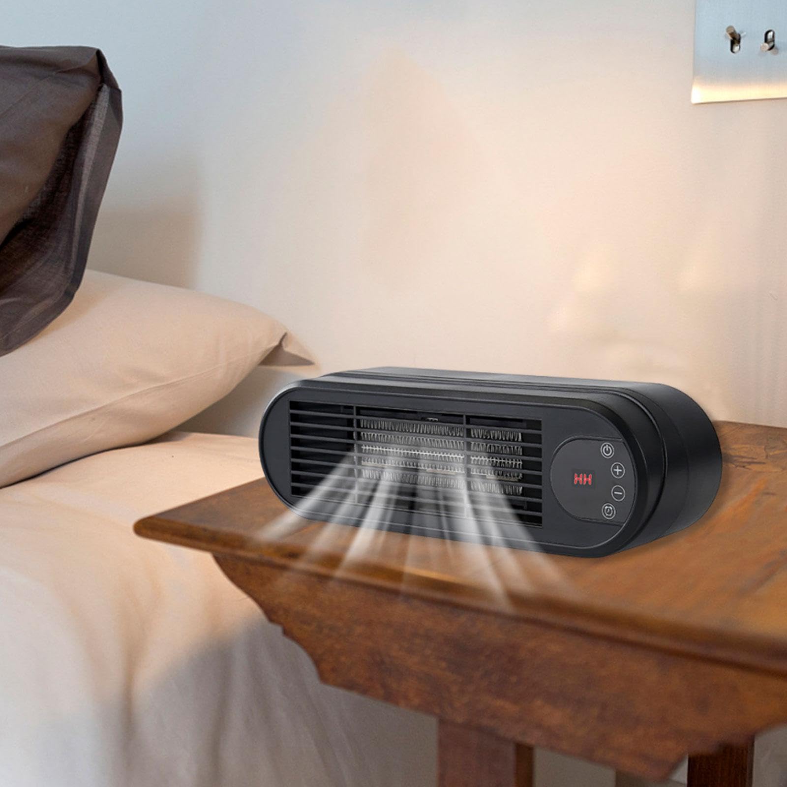 Colcolo Calefactor Eléctrico Portátil de Escritorio con Panel Táctil Ventilador de Cerámico PTC Temporizador Ajustable Control Remoto Adecuado para