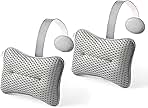 2-Pack Large Pillow for Hot Tub (Grey), Spa, and Chaise Lounge - Universal Headrest & Neck Support Cushion, Adjustable Height with Long Strap, Easy Drying with Hook (2-Pack)