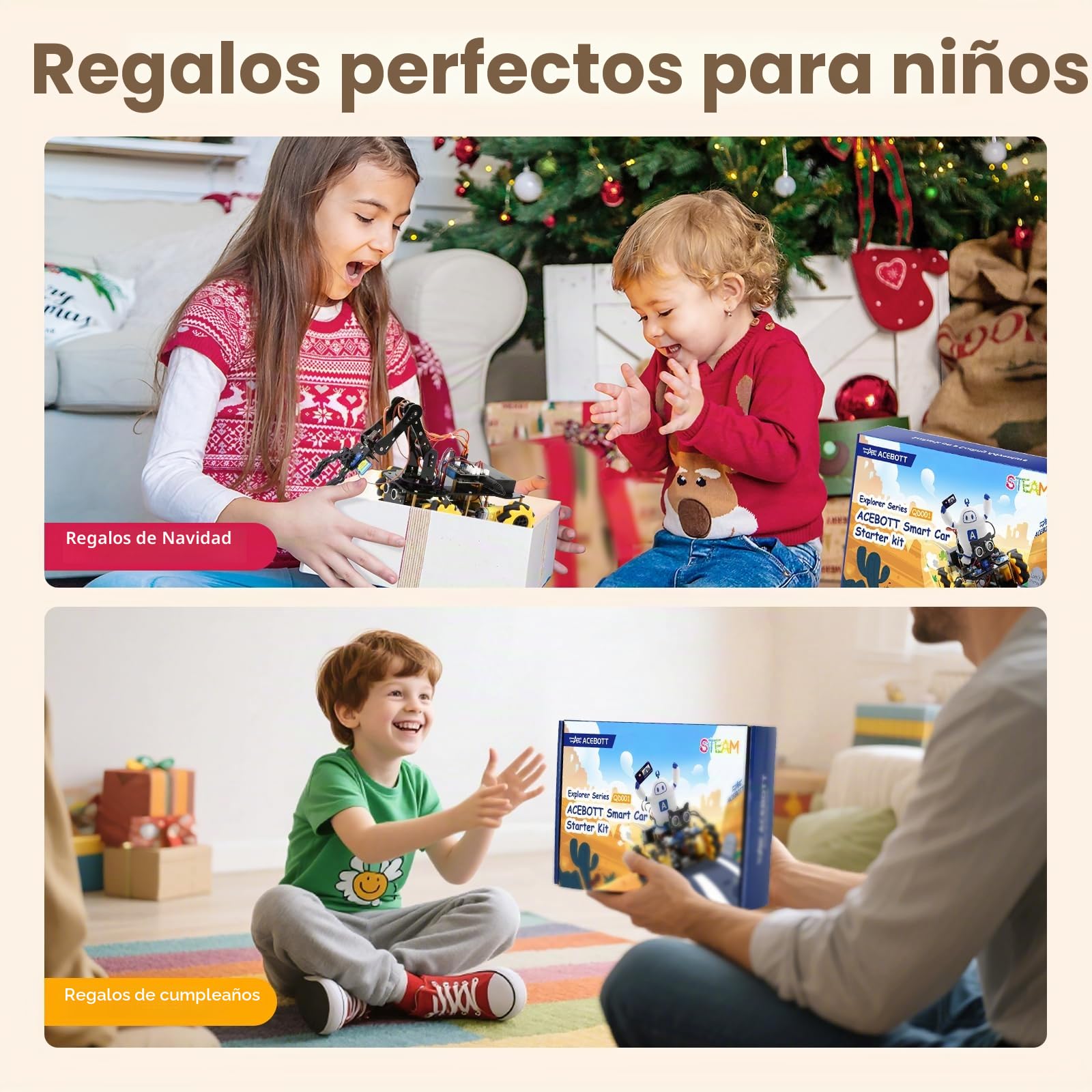 Robótica para niños de 8 a 12 años, kit inteligente de brazo robot ACEBOTT con 5DOF, juguetes STEM para niños de 8 a 12 años, 12 a 16 años, ESP32 Arduino/Python/Blockly Coding, aplicación y control