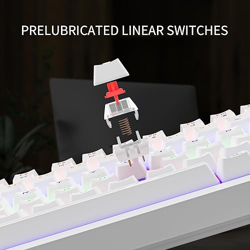 Miniatura 5 de Newmen GM326 - Teclado mecánico al 75 % por ciento, teclado mecánico con cable compacto intercambiable en caliente retroiluminado para juegos con