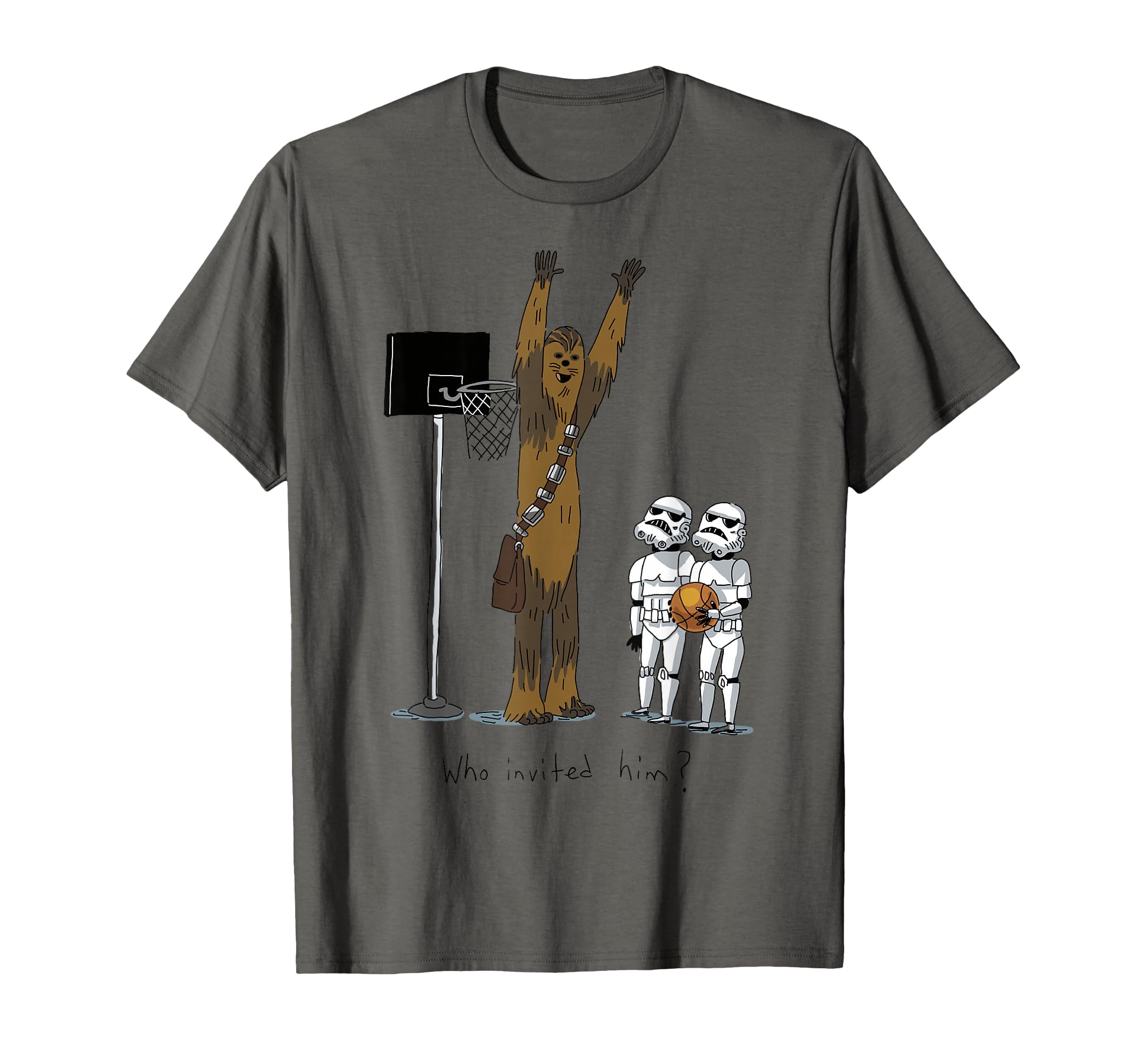 Chewbacca Basketball T-Shirt, Grey, S, Unisex, Short Sleeve, Cotton 60% Polyester 40%