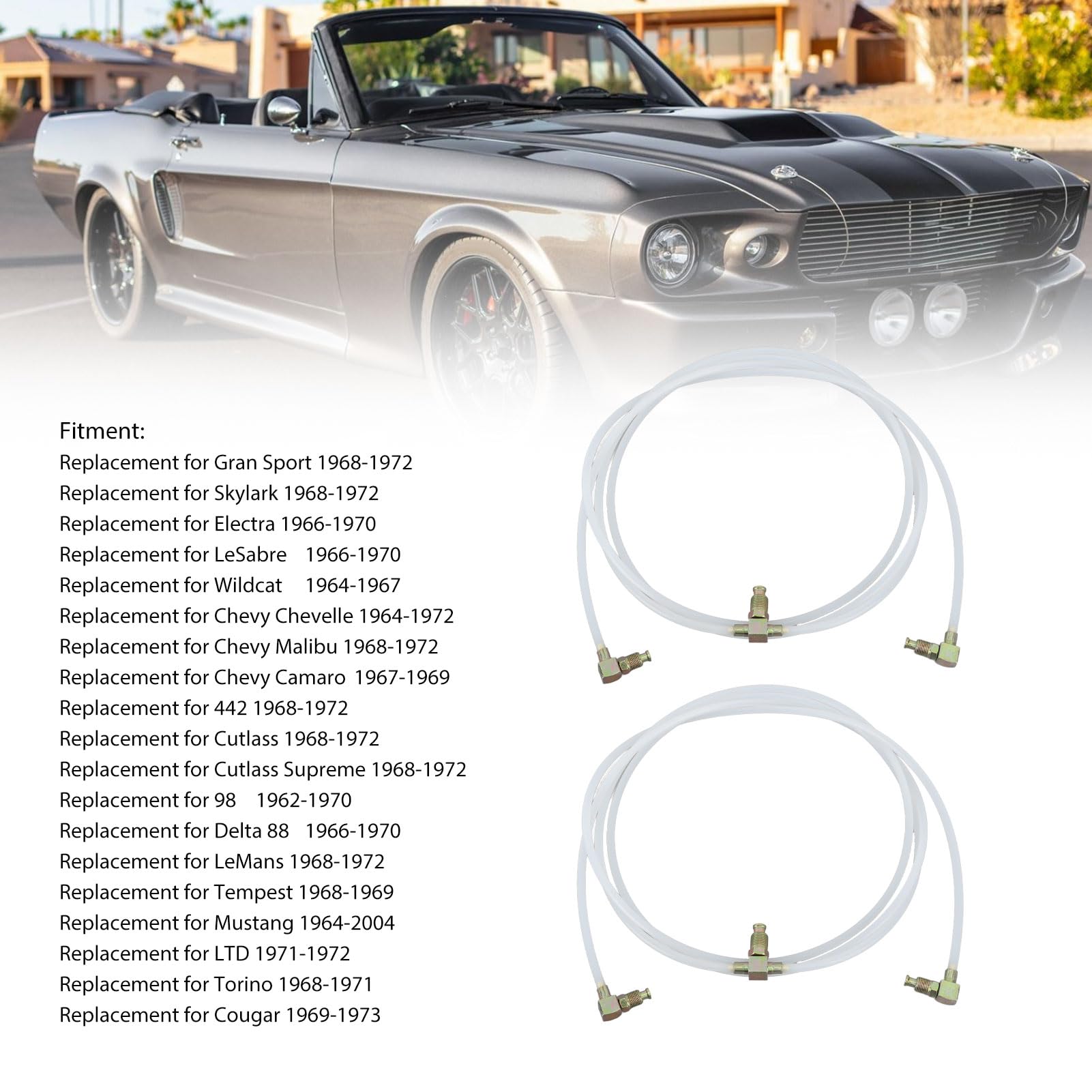 Mangueras de fluido hidráulico Convertible Power Top, ajuste Flexible para Gran Sport Skylark Electra LeSabre Malibu, 2 uds.