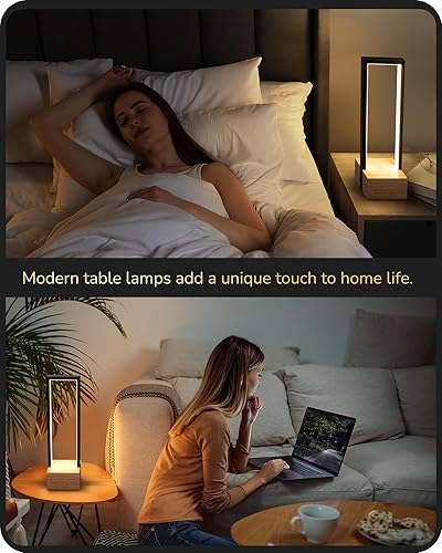 Miniatura 7 de EDISHINE Lámpara de mesa LED regulable, lámpara de noche cuadrada moderna con temperatura de 3 colores, MAX 350LM regulable, lámpara de mesita de