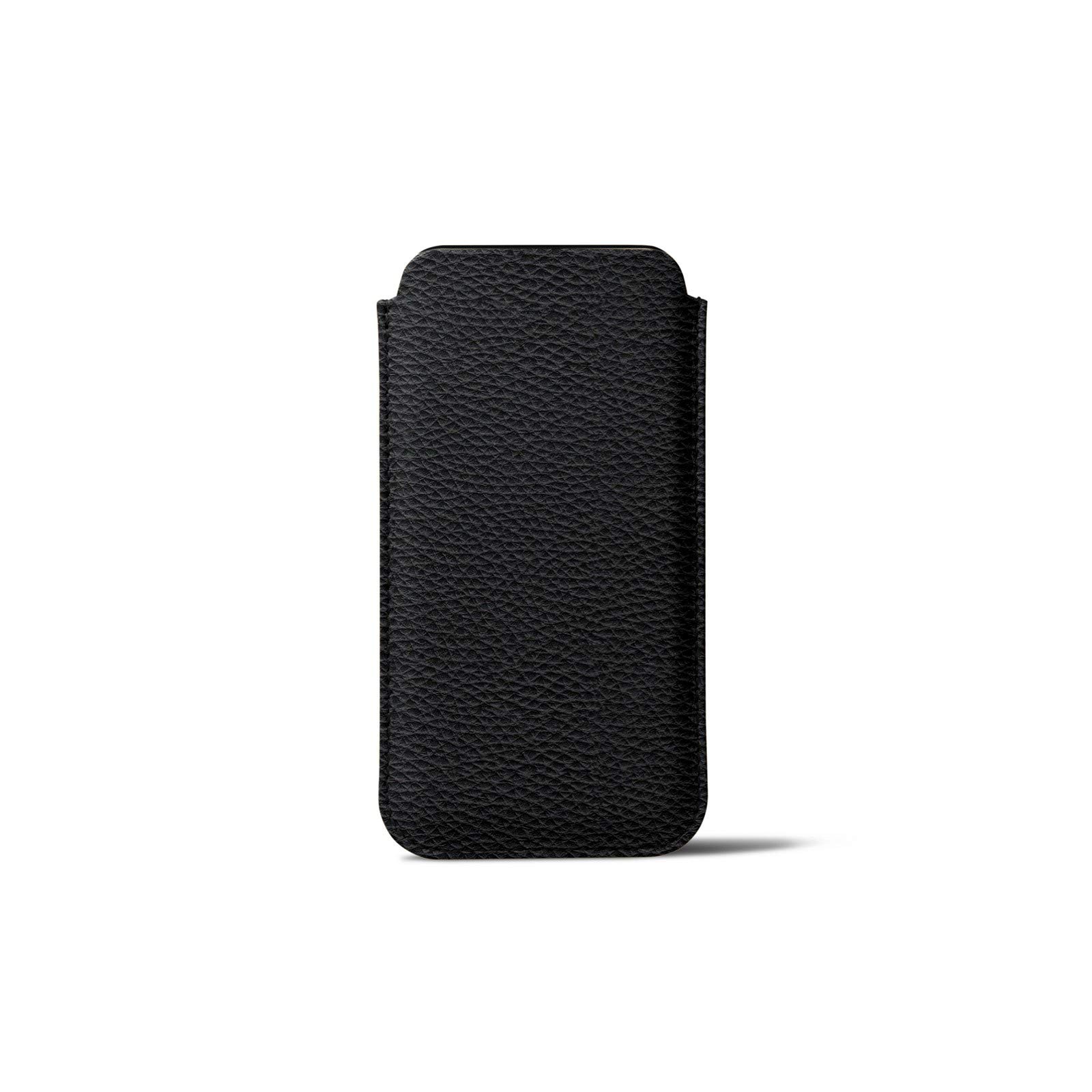 Lucrin - Classic Case Cover Sleeve Compatible with iPhone 12 Mini and Wireless Charging - Black - Granulated Leather