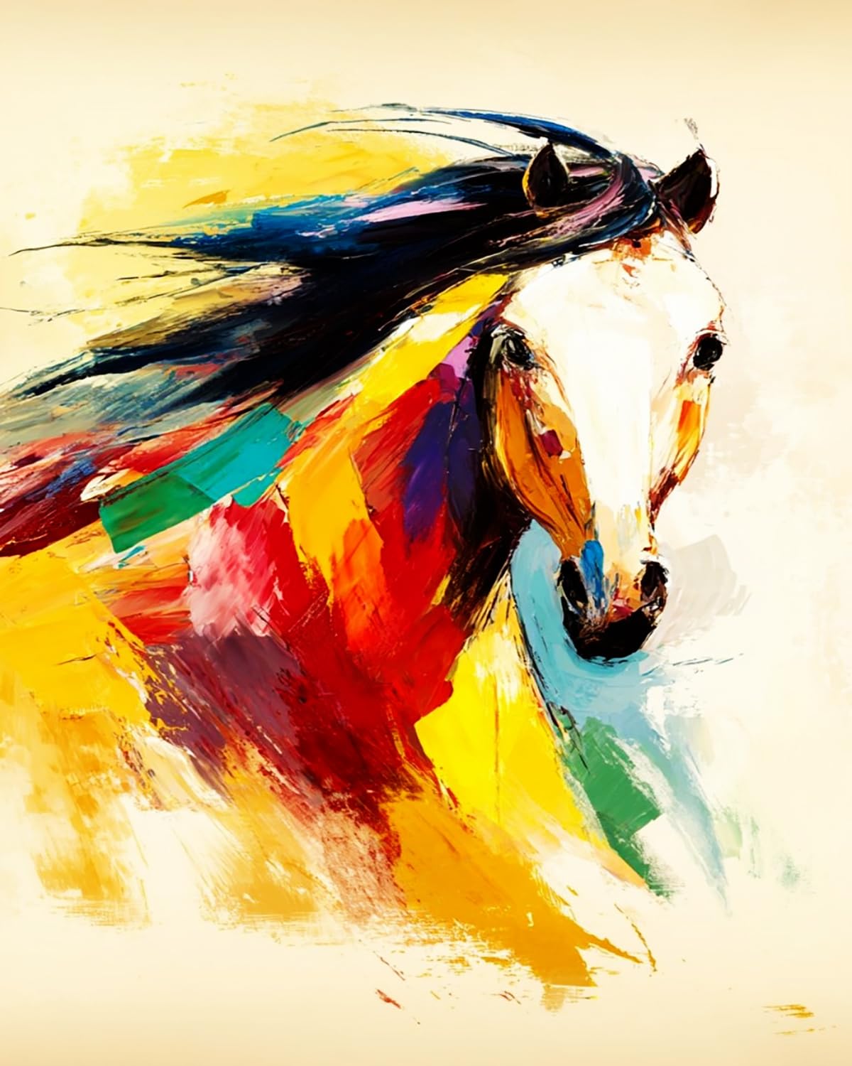 LIUBAISHI Paint by Numbers for Adults, Colourful Horse, 40x50 cm Acrylic Canvas Painting Kit