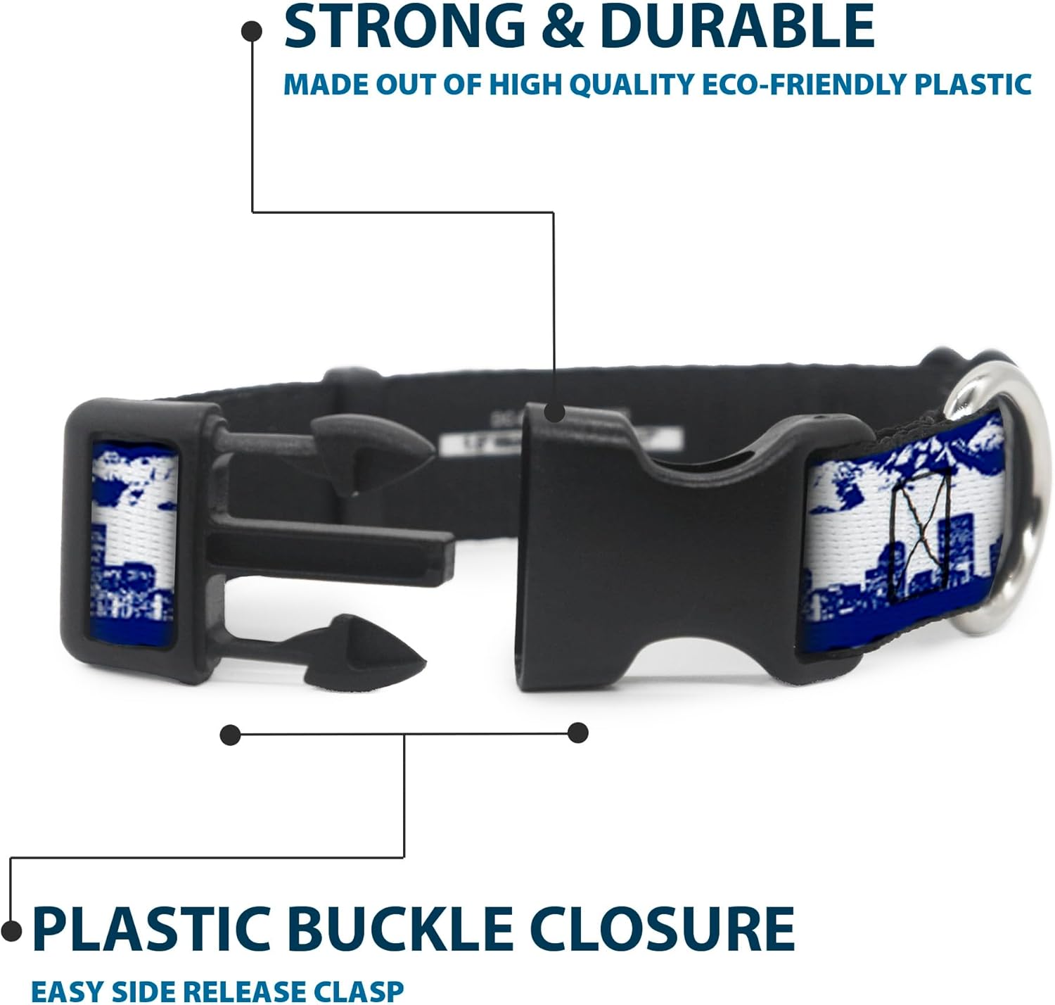 Buckle-Down Plastic Clip Collar - Colorado Skyline/Mountains - 1.5" Wide - Fits 13-18" Neck - Small