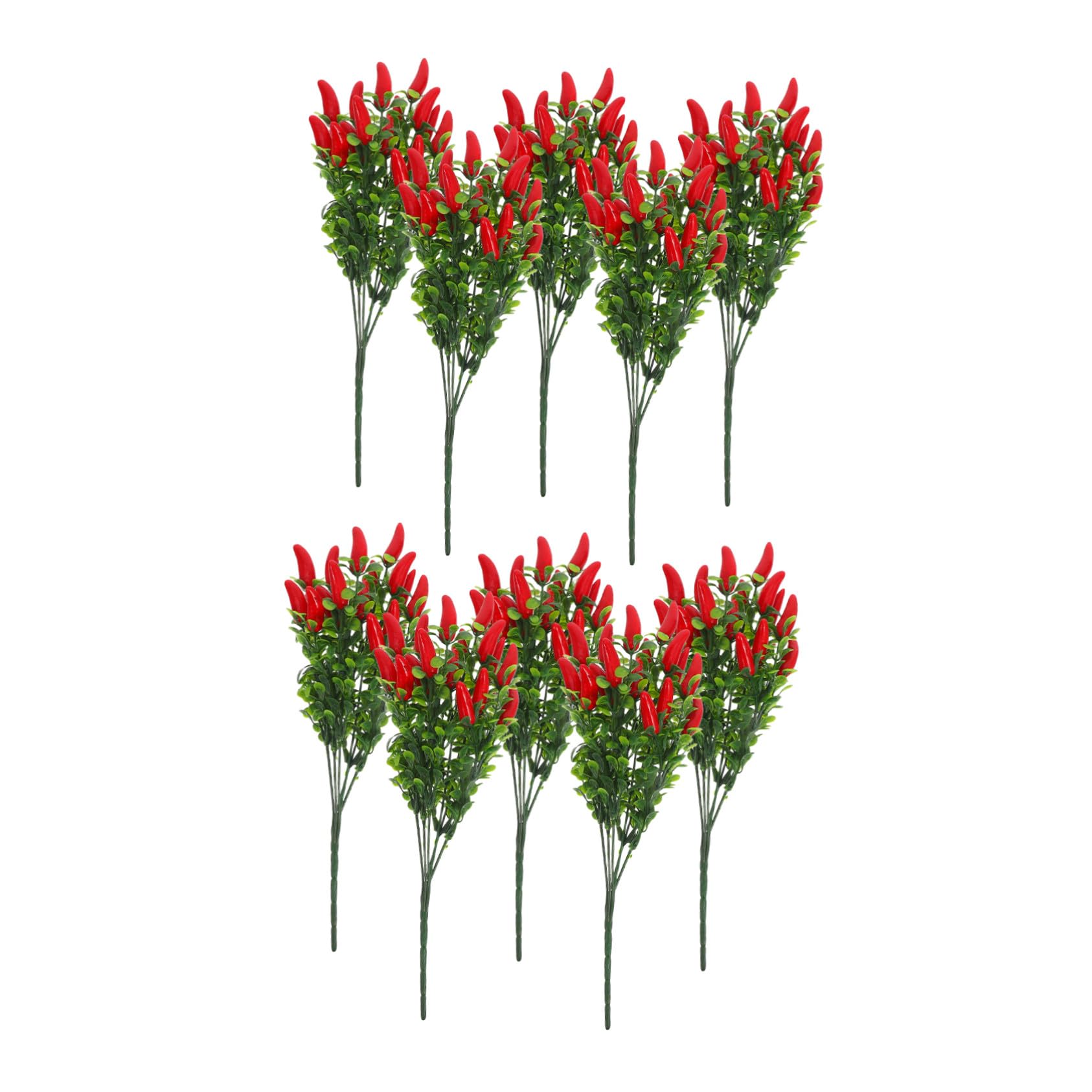 Bouquet di Peperoncini Artificiali Rossi, Rami Vegetali Finti Resistenti allo Sbiadimento, Decorazioni la Casa e Ufficio, Set da 10 Pezzi di Verdure Finte per Display