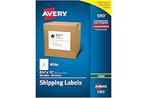 Avery 5165 Full 8.5 x 11 Inch Printable Shipping Labels for Copiers