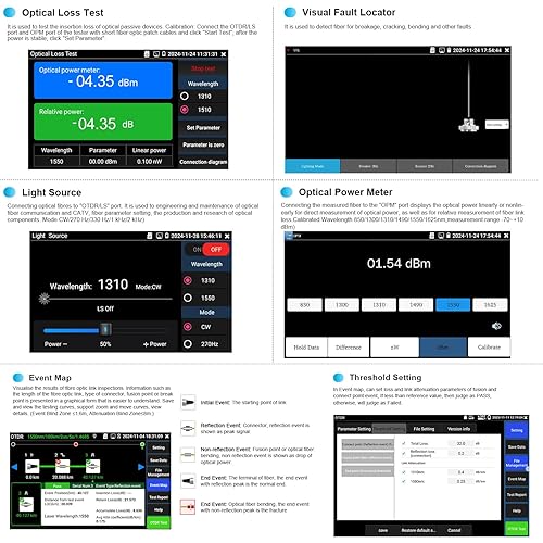 Miniatura 4 de Probador de CCTV OTDR, WANLUTECH 1310/1550 nm OTDR Probador de fibra óptica de 8 pulgadas Pantalla táctil DMM OPM OLS VFL Mapa de eventos Soporte