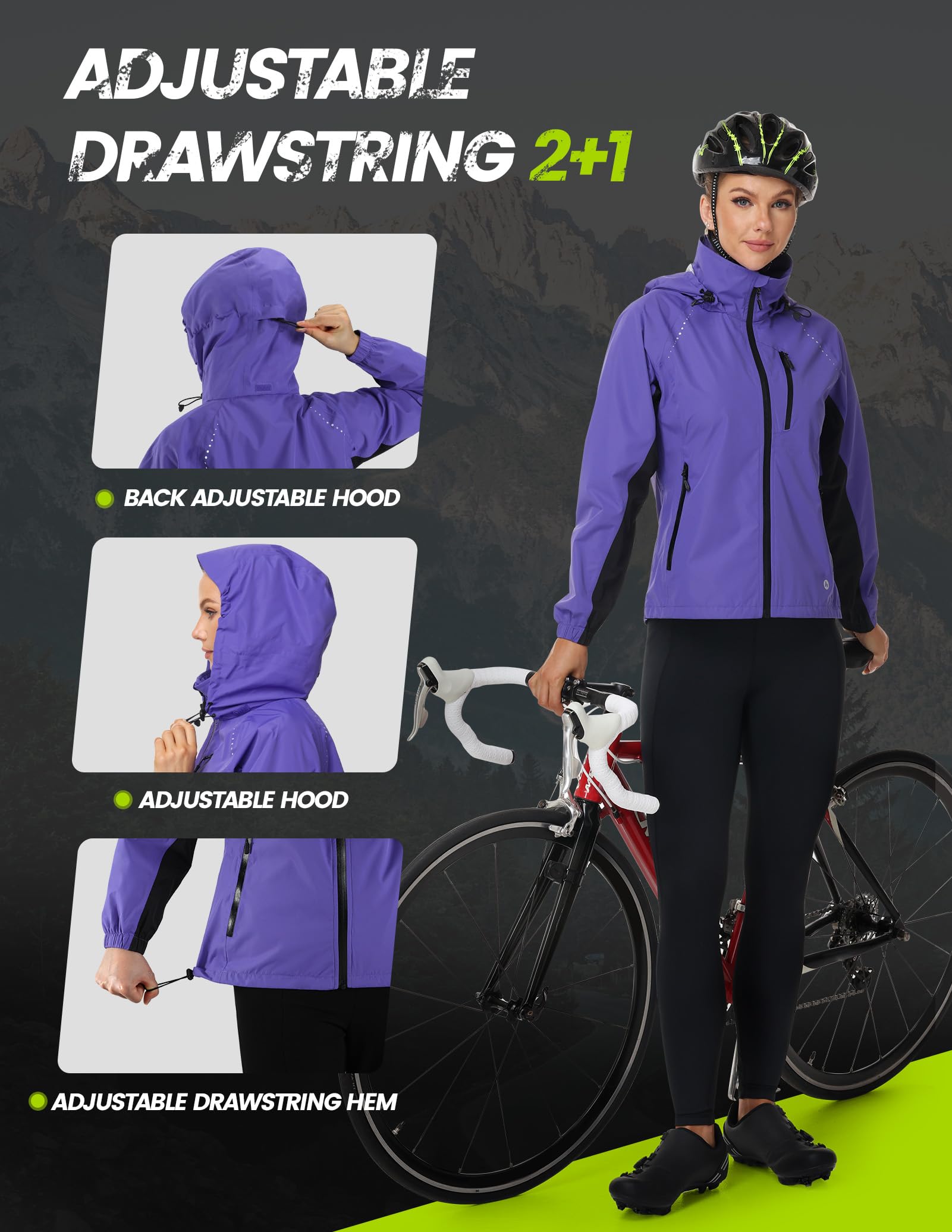 Nepest Veste de pluie de vélo pour femme - Veste de pluie pour femme - Ultra légère - Course à pied - 6 poches - UPF 50+ - Pliable - Respirant