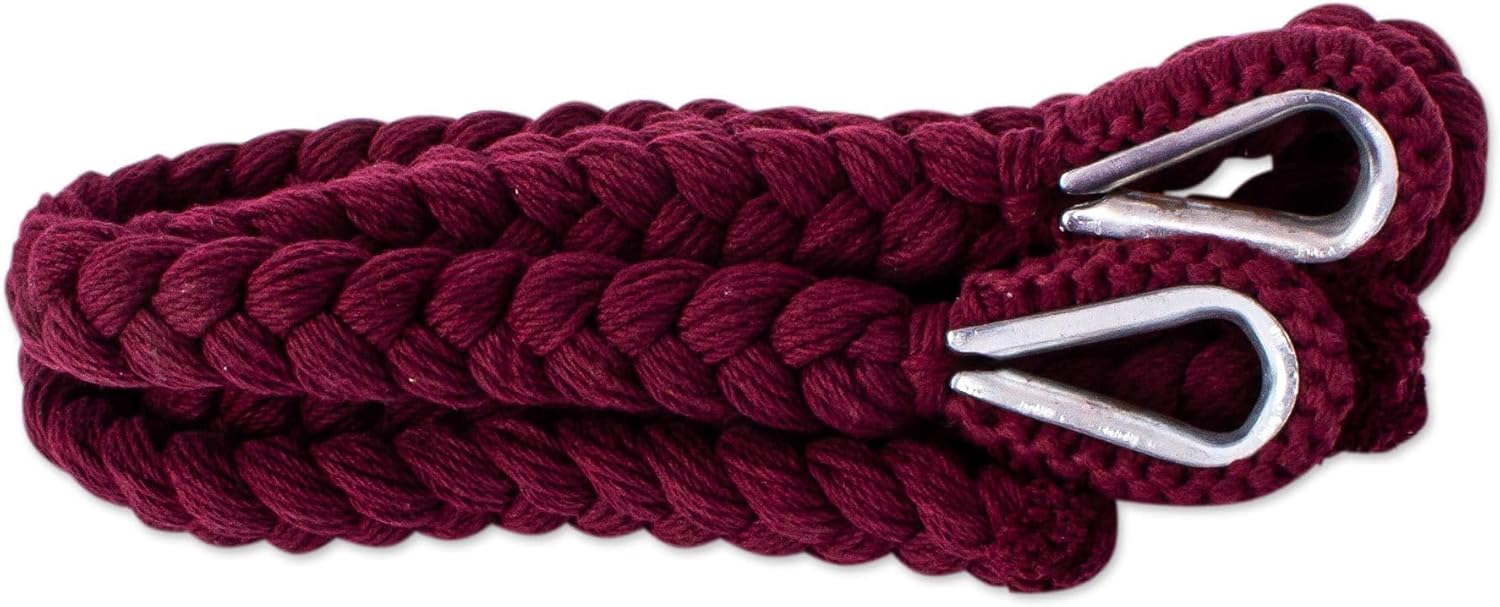NOVICA Handmade Cotton Hammock Swing Tasseled Rope Mayan Wine from Mexico Burgundy Solid Tropical Decor 'Ocean Seat in Bordeaux'