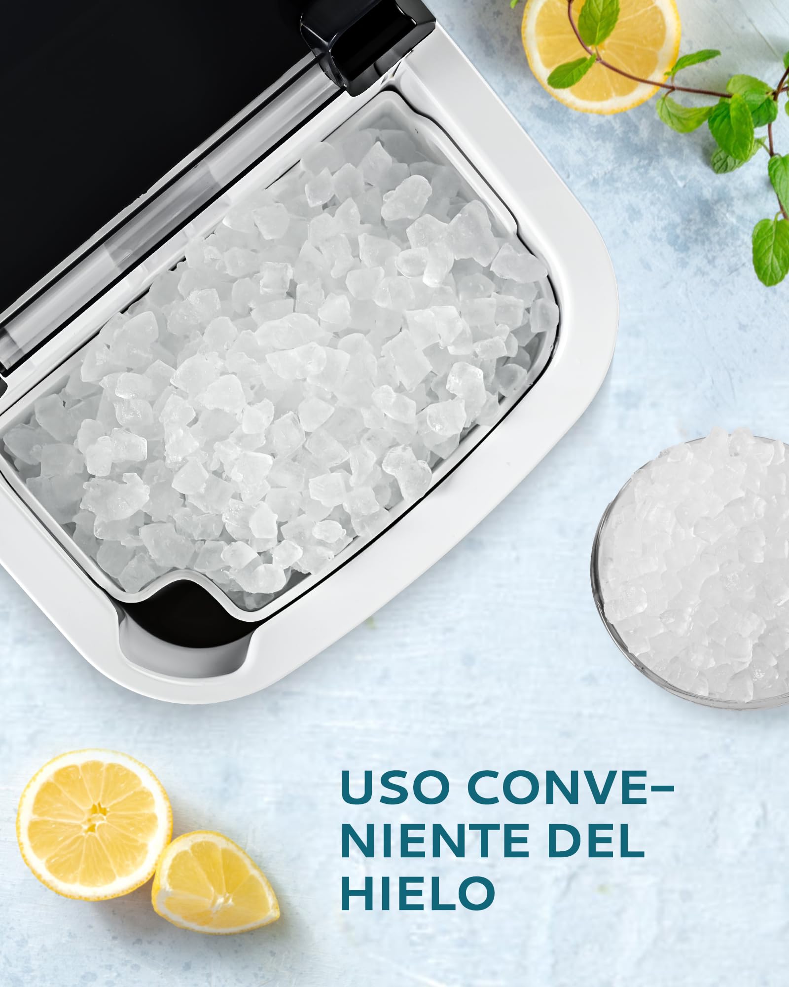 EUHOMY Máquina de cubitos de hielo, 15 kg/24h, fabricación en 6 minutos, máquina de hielo triturada, limpieza automática, 120 W, máquina de cubitos de hielo de mesa, sensor infrarrojo Negra