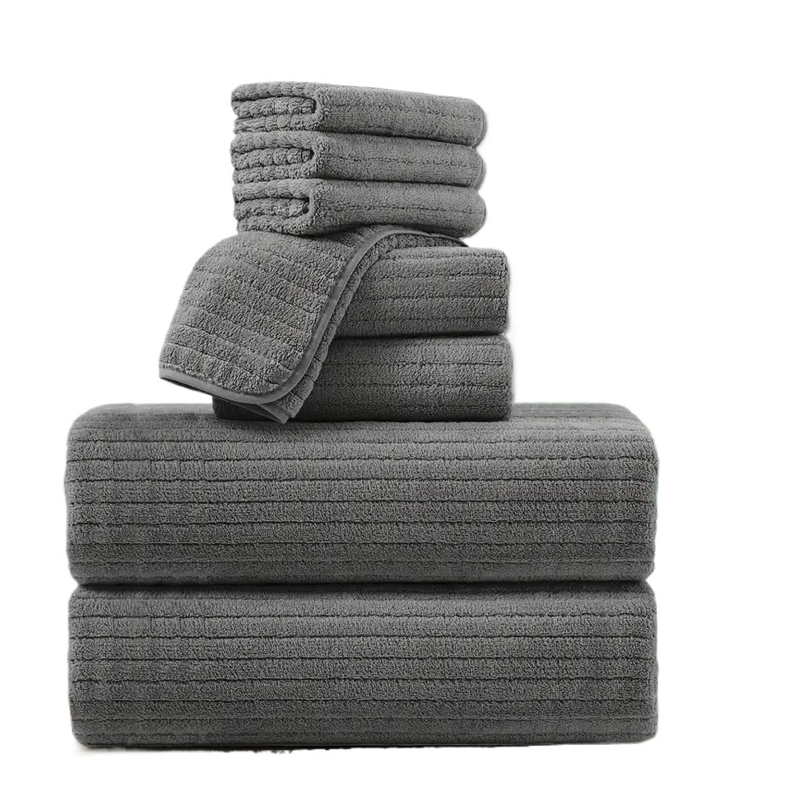 CHTKAGV 8 Pcs Bath Towel Set, 4 Washcloths and 2 Face Towels, Absorbent Quick Dry for Bathroom, Gym, and Hotel Use(8pcs Grey)