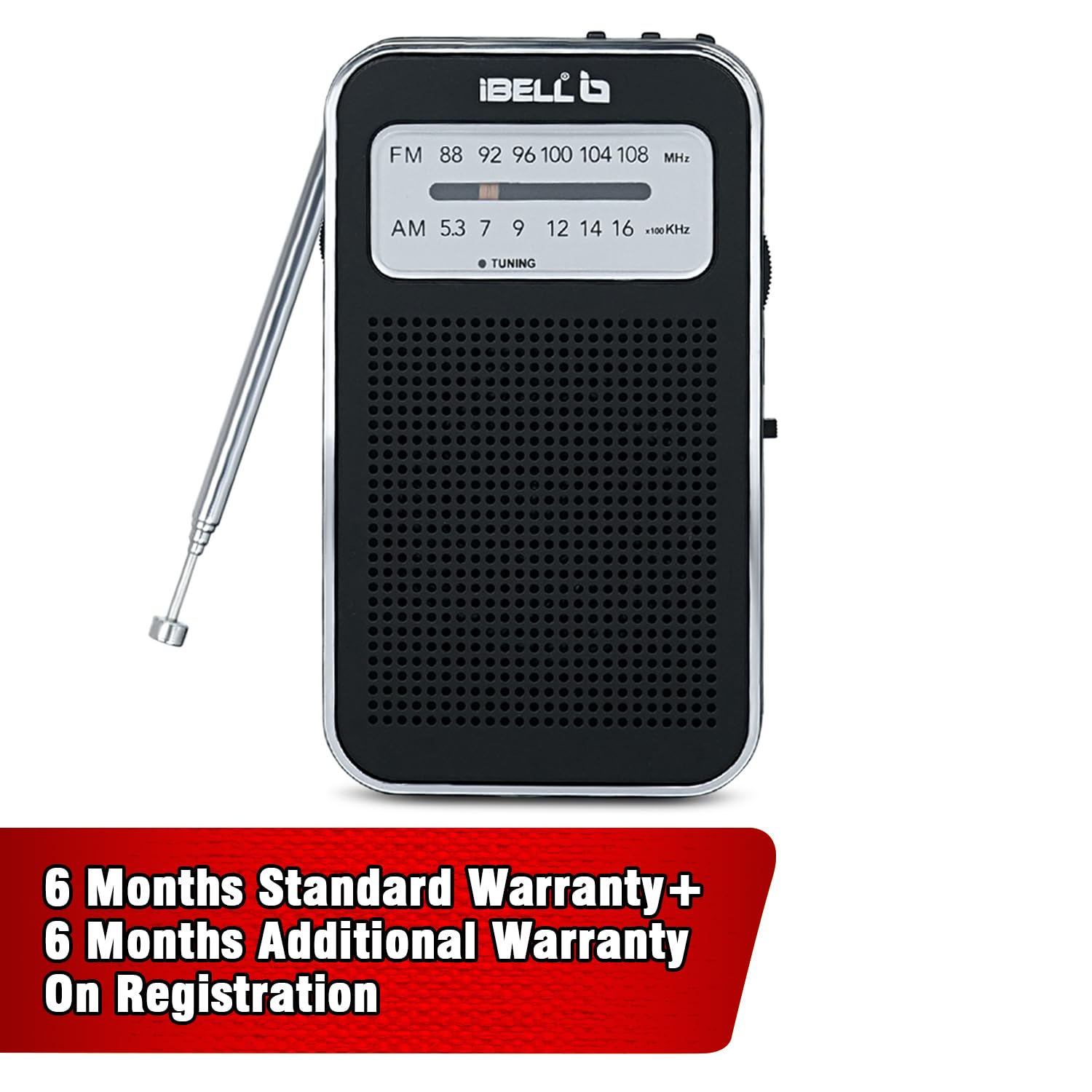 iBELL FM720BT Portable Pocket FM Radio with Bluetooth Speaker, USB/SD MP3 Player, Rechargeable with Type C Port, 2 Band (Black) — Amazon image 2