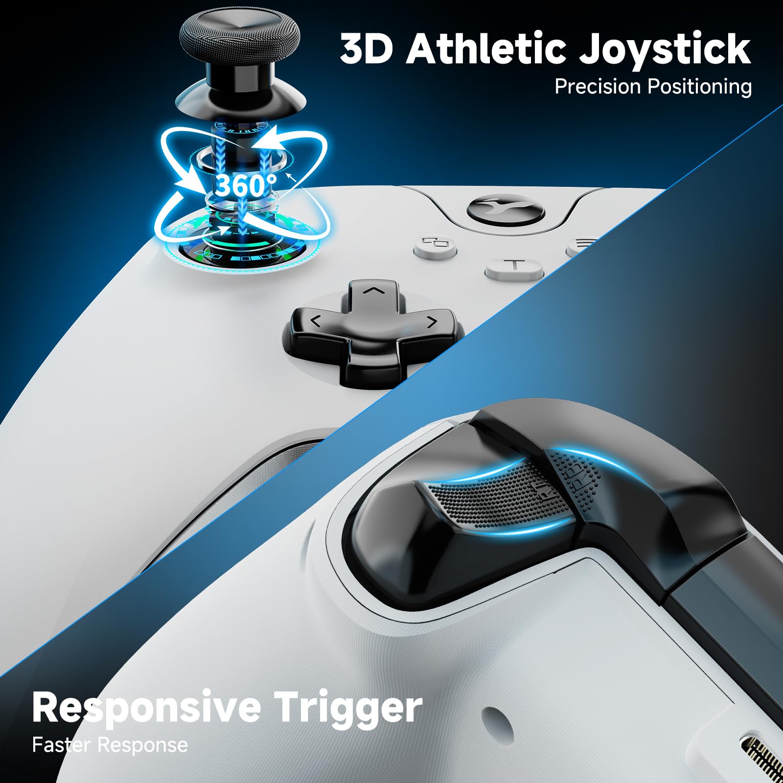 YCCTEAM Wired Controller for Xbox One, Wired Xbox one USB Gamepad Controller Compatible with Xbox One/S/X/PC Windows 10/11 with 3.5mm Headset Audio Jack(White) — view 6
