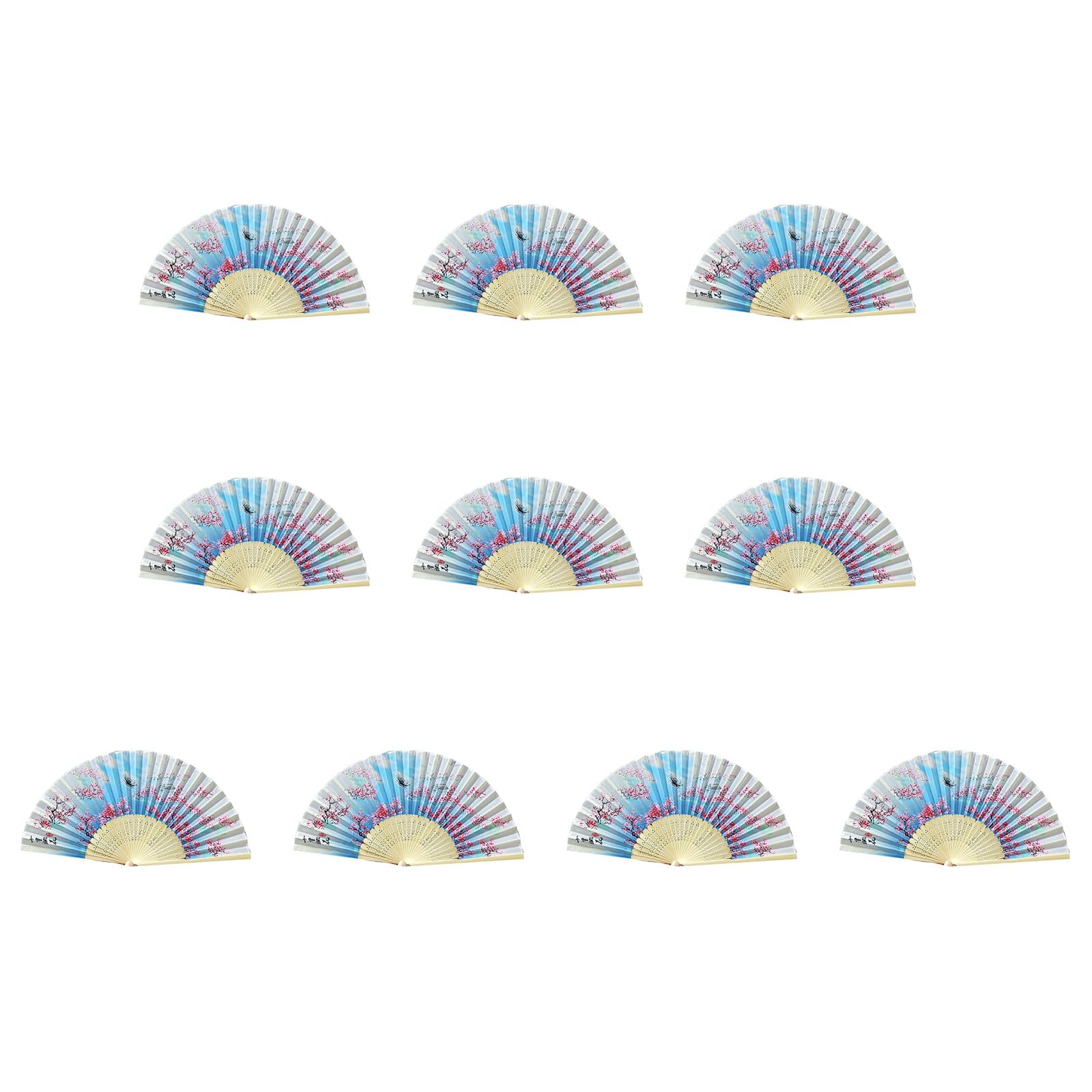 Tsophreniq Of 10 Bamboo Folding Fans Traditional Chinese Handheld Fan with Elegant Carvings for Cooling and Decoration Bamboo Fan