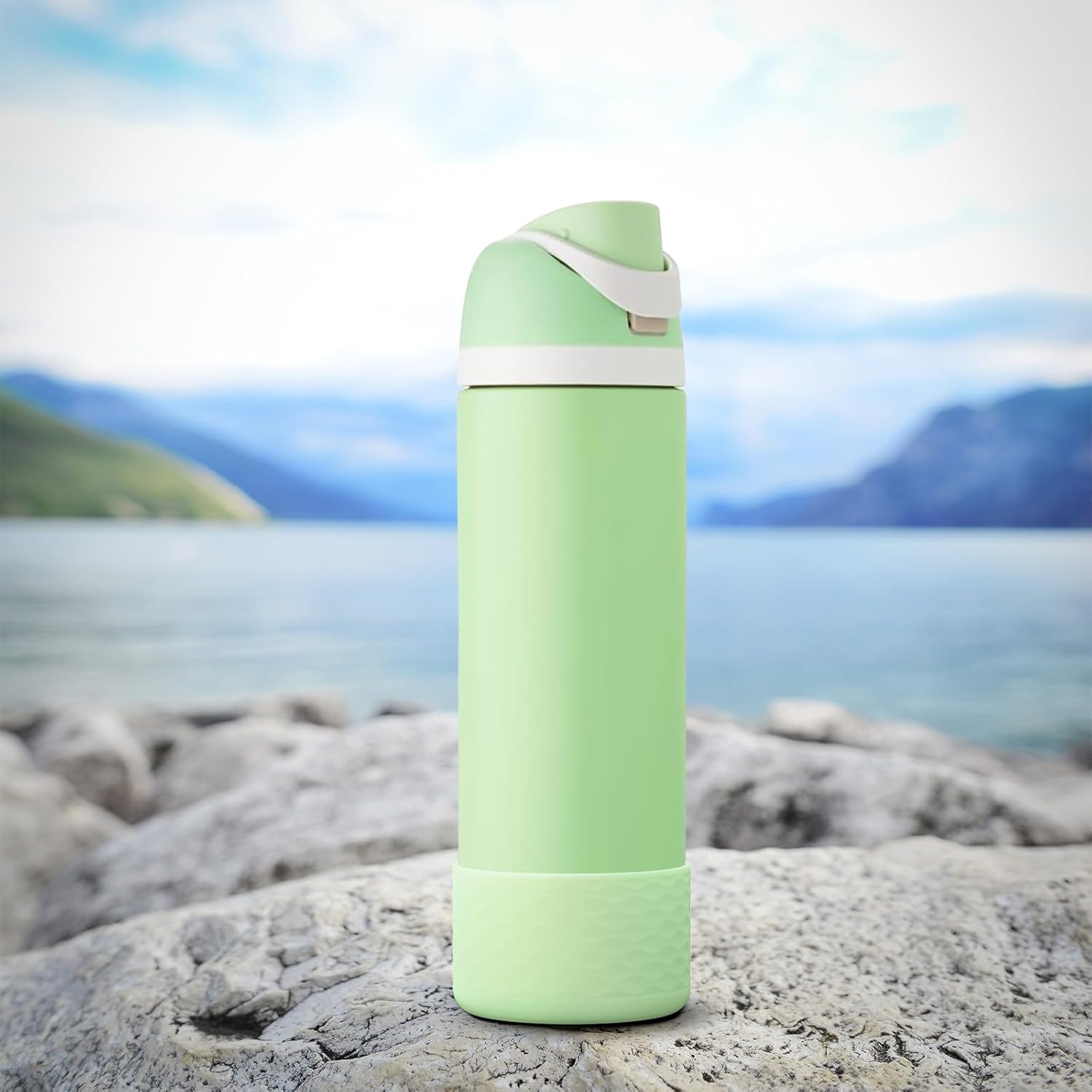 yoelike 2 PCS Wave Silicone Water Bottle Boot for Owala, Anti-Slip Protective Sleeve for FreeSip/Twist/Flip, Watter Bottle Accessories, Bottom Bumper Cover, Dishwasher Safe, BPA Free