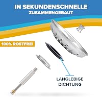 ABFLUSSHELD 79 mm Rozsdamentes Acél Mosogatószűrő - Állítható Magasságú Lefolyószűrő Dugó Funkcióval - Blanco Mosogatókhoz is Kompatibilis 3