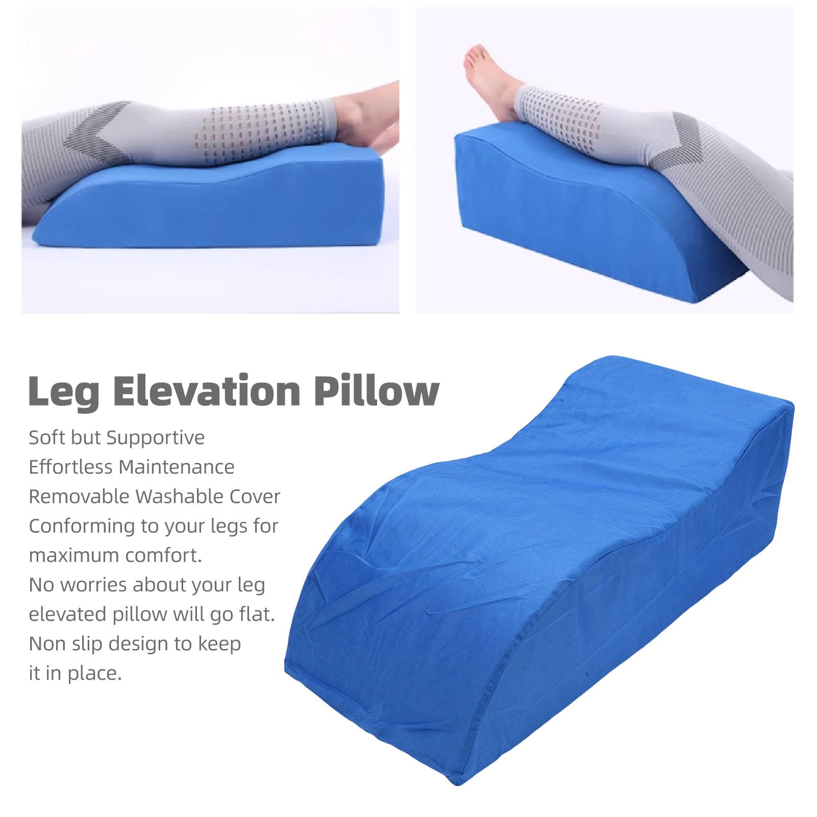 Almohada de Elevación de Piernas, Cojín de Cuña para Piernas, Espuma Suave y Soporte, Funda Desmontable y Lavable, para Dormir y Recuperación