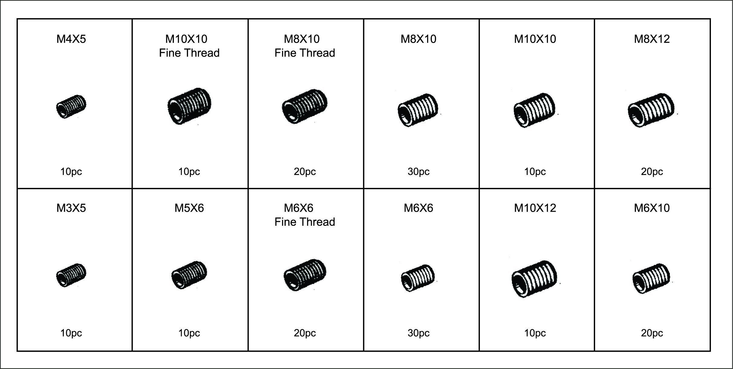 Swordfish 31441 Metric Hex Head Set Screw Grub Assortment, 200 Piece